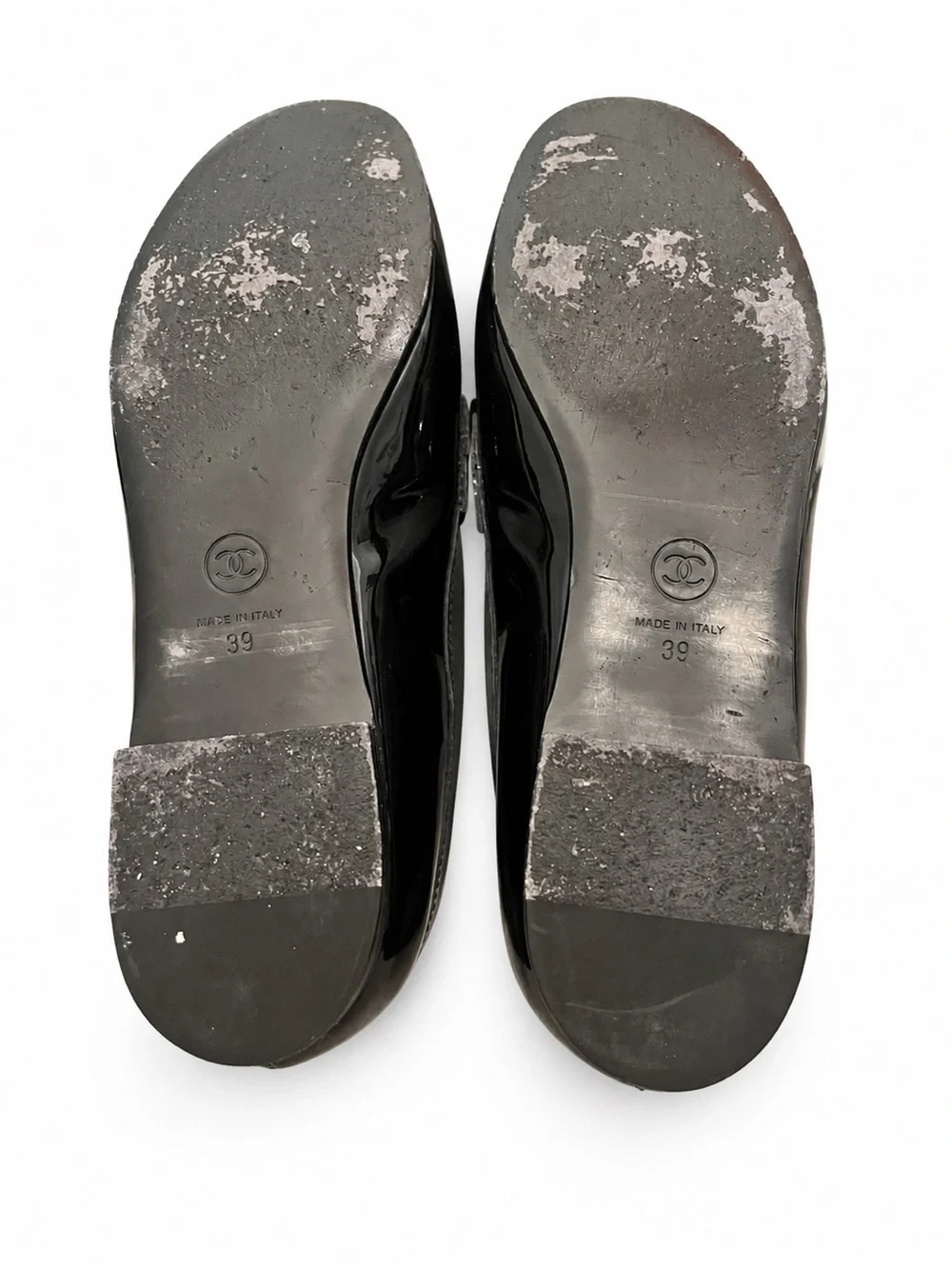 Chanel Black Patent Leather CC Loafers | Size 39 | Dust Bag & Receipt